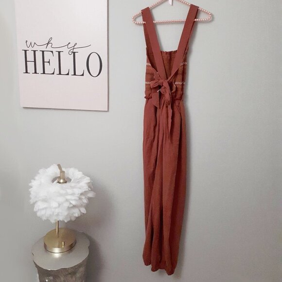 NWT Free People stitched smock linen blend jumpsuit - Picture 13 of 16